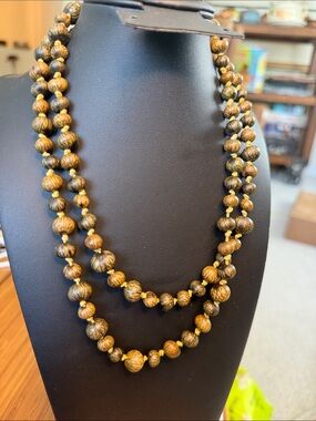 Coldwater Creek Brown and Yellow Beaded Necklace